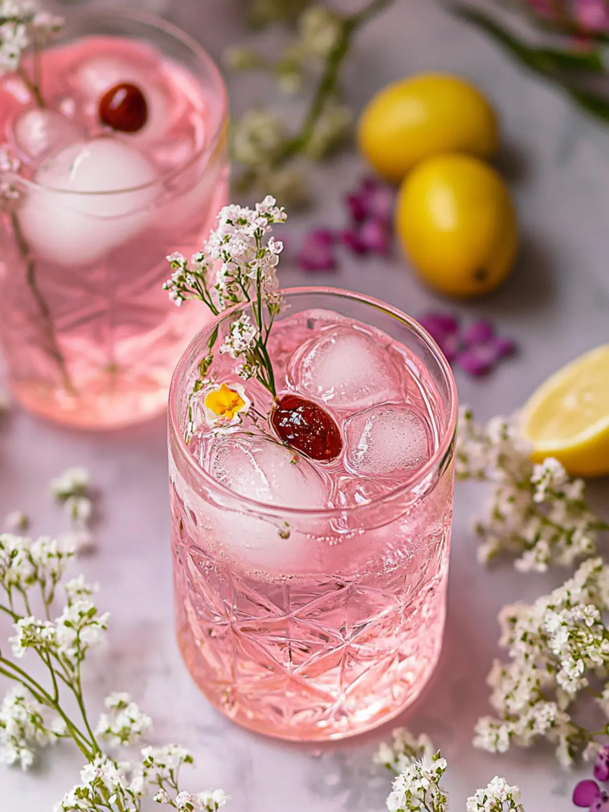 Beautiful pink gin and tonics - recipes for pink drinks for Valentine's Day