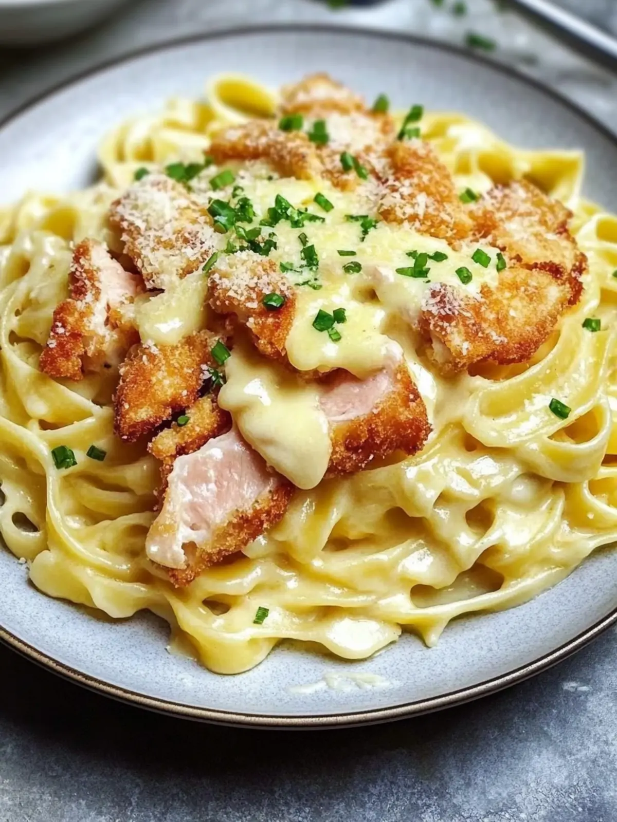 Crispy chicken with creamy pasta made in 20 minutes