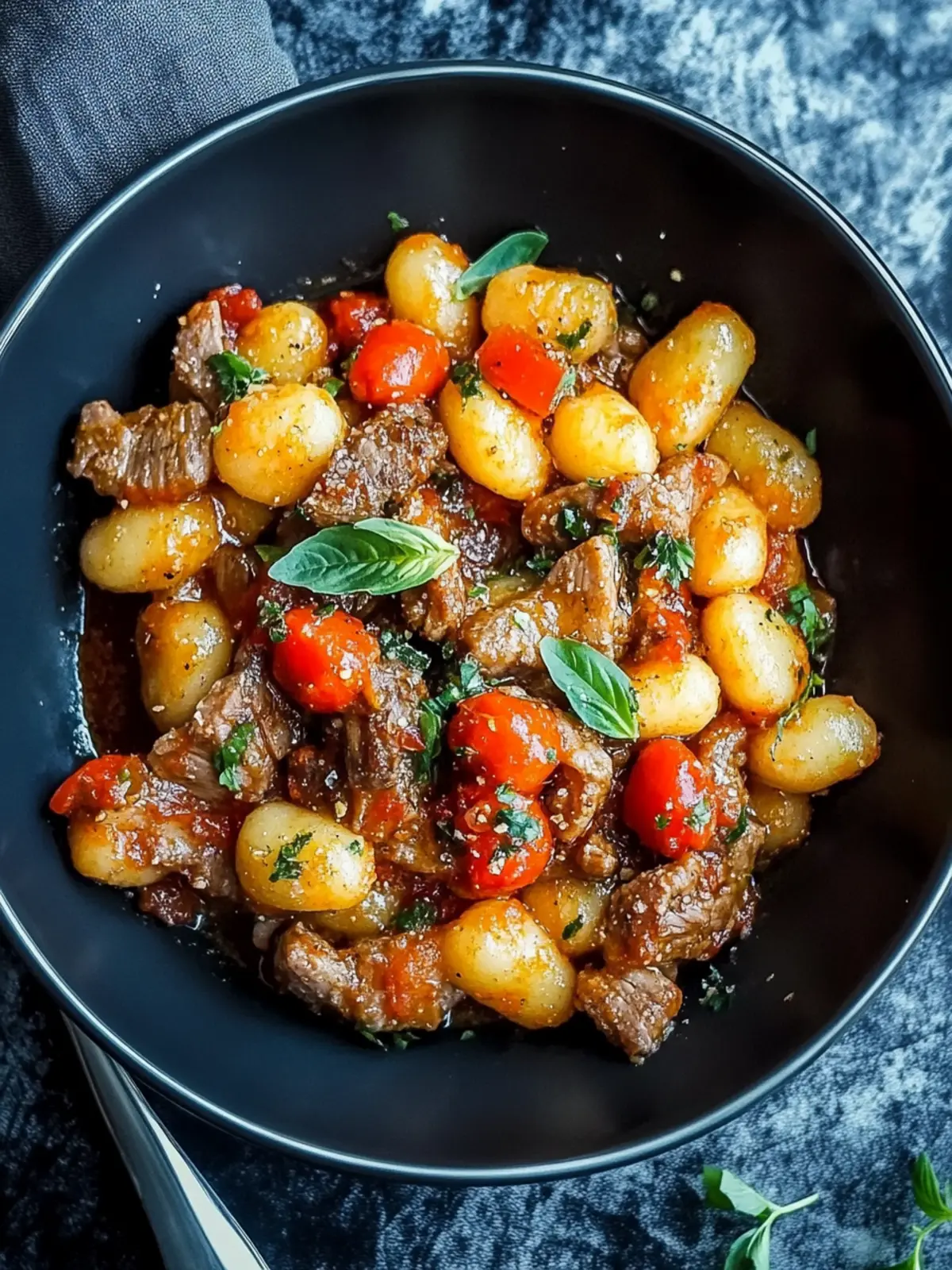Gnocchi pan with ground meat and bell pepper