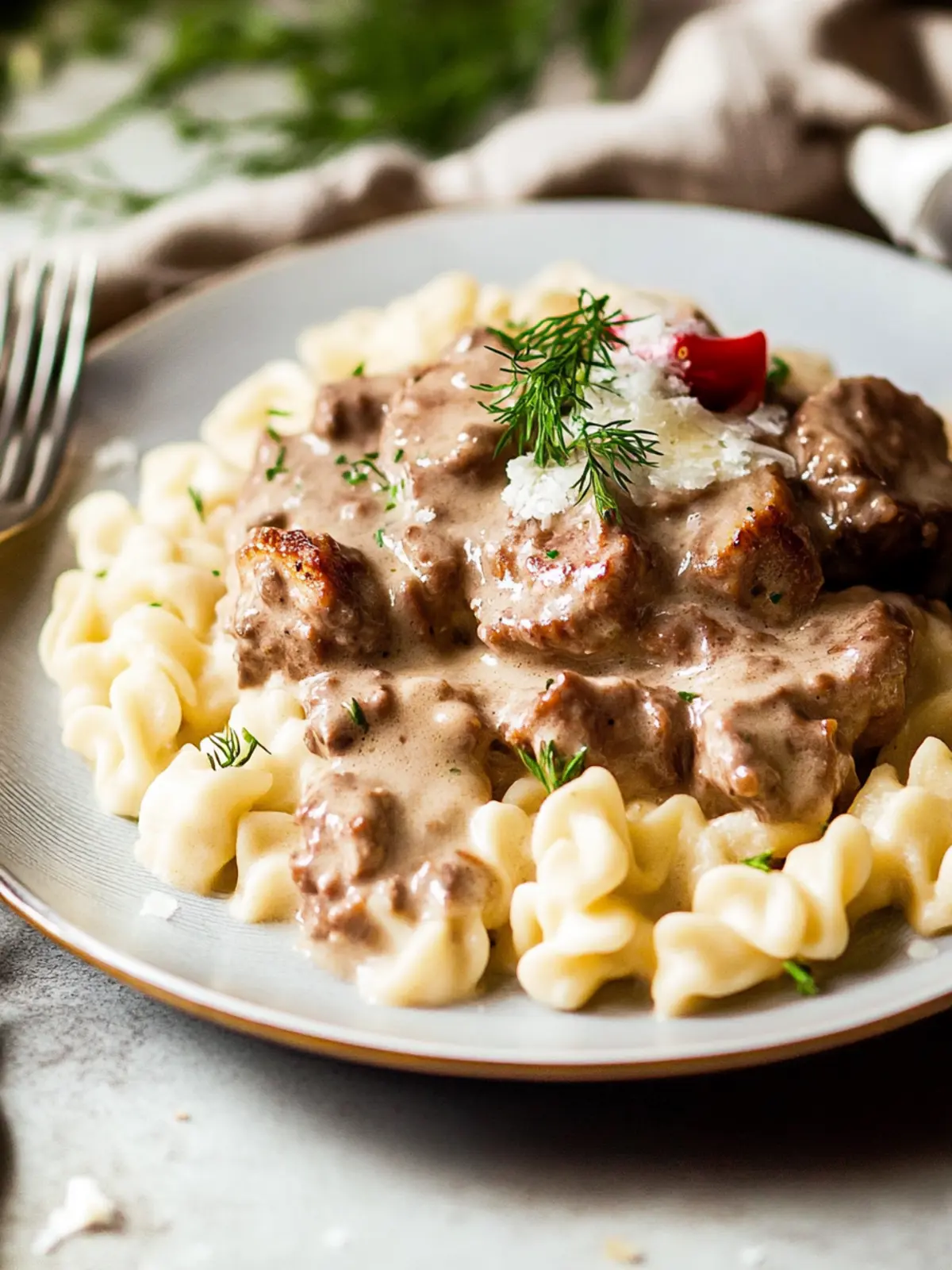 Rinderstroganoff mit Pfefferspätzle