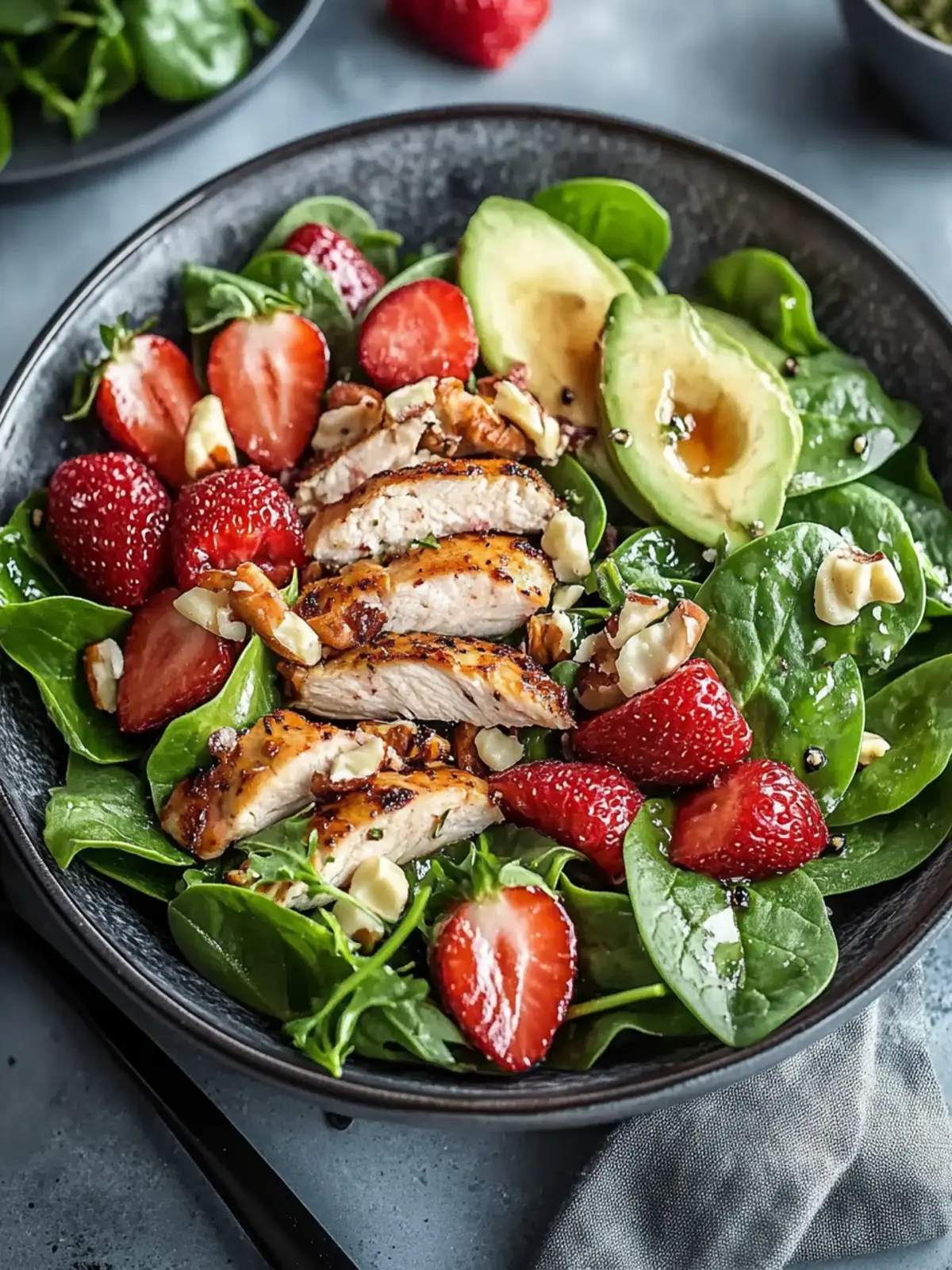 Classical Erdbeer-Spinat-Salat mit Hähnchen