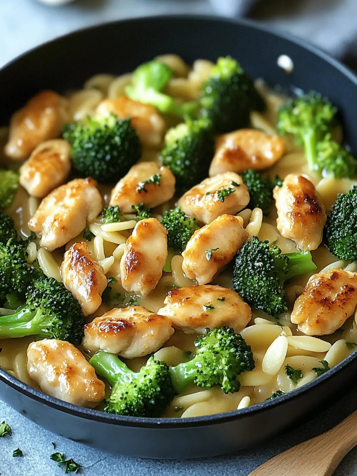 Hühnchen und Brokkoli in einer cremigen Pfanne