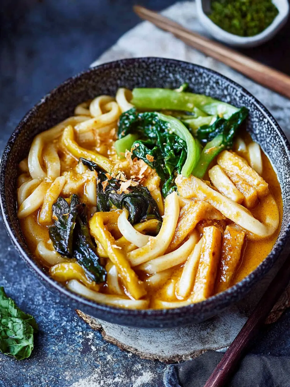 Udon-Nudeln mit Curry-Gemüse