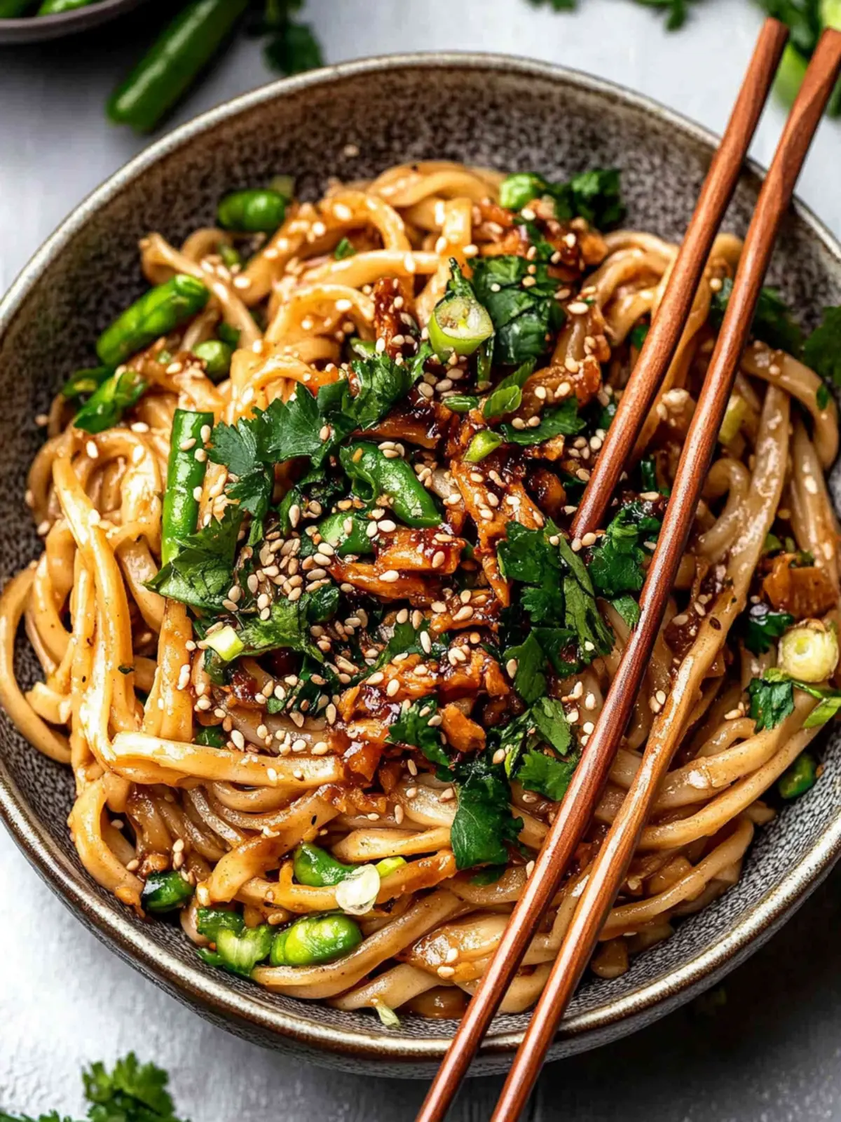 Vegane Sesam Yaki Udon Nudeln