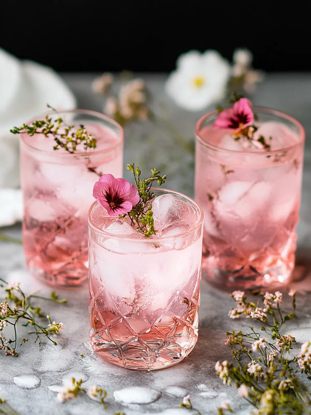 Beautiful pink gin and tonics - recipes for pink drinks for Valentine's Day