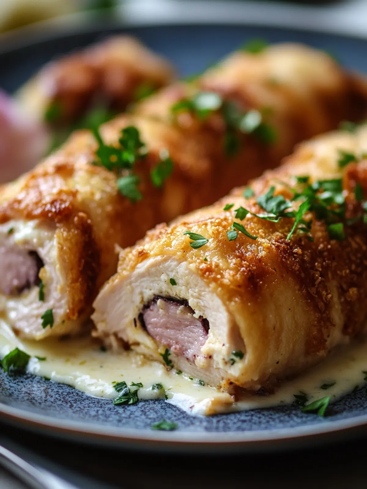 Cremige Hähnchen Cordon Bleu Röllchen