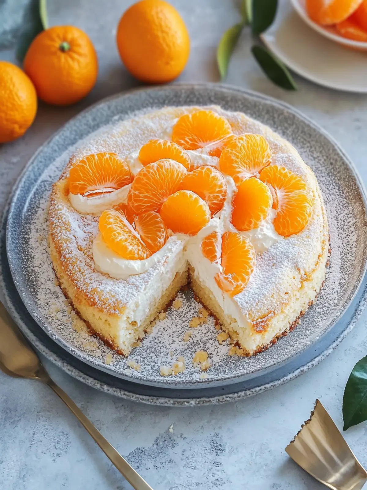 Schmandkuchen mit Mandarinen vom Blech