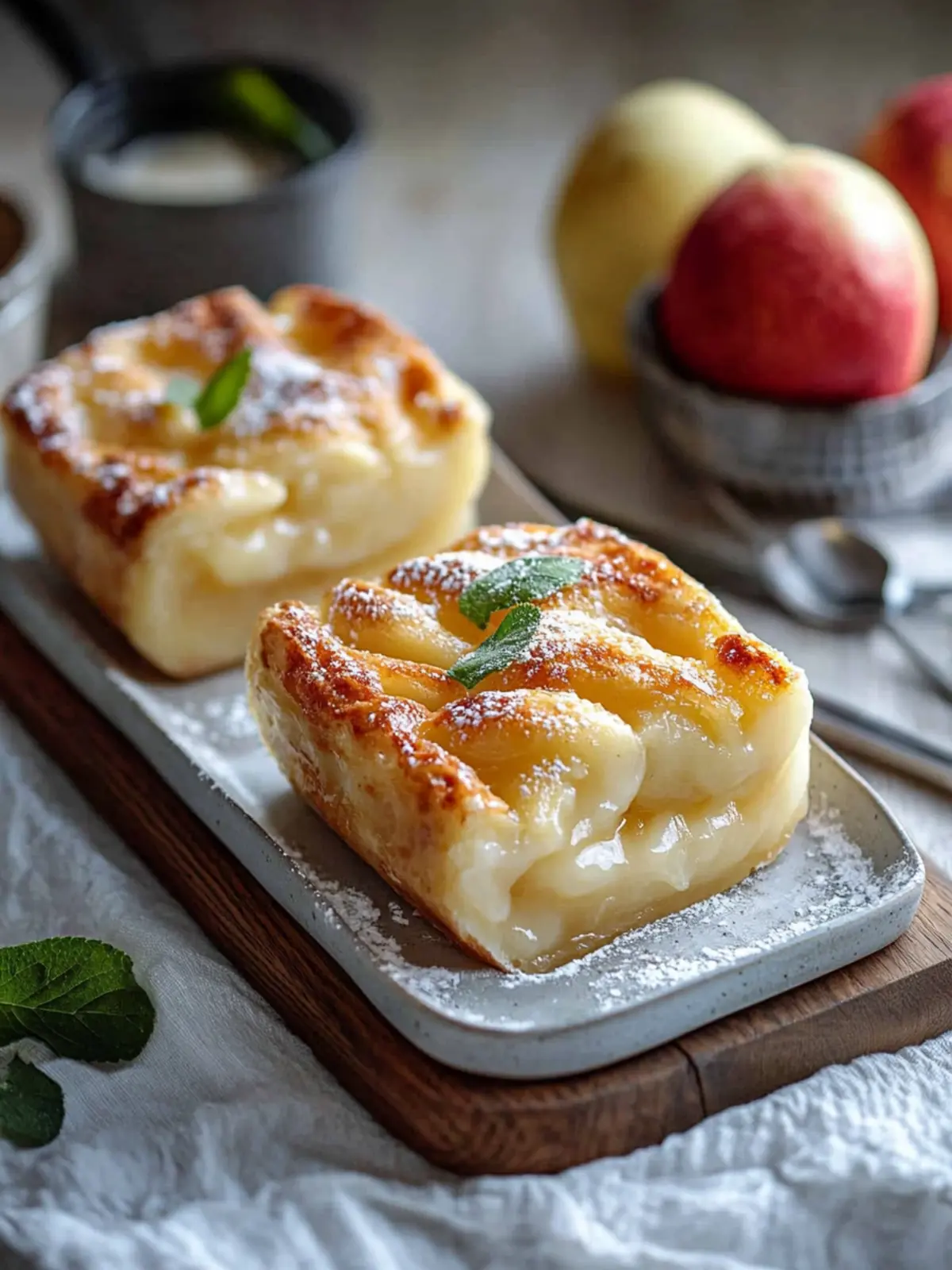 Apfel Pudding Blätterteig Taschen