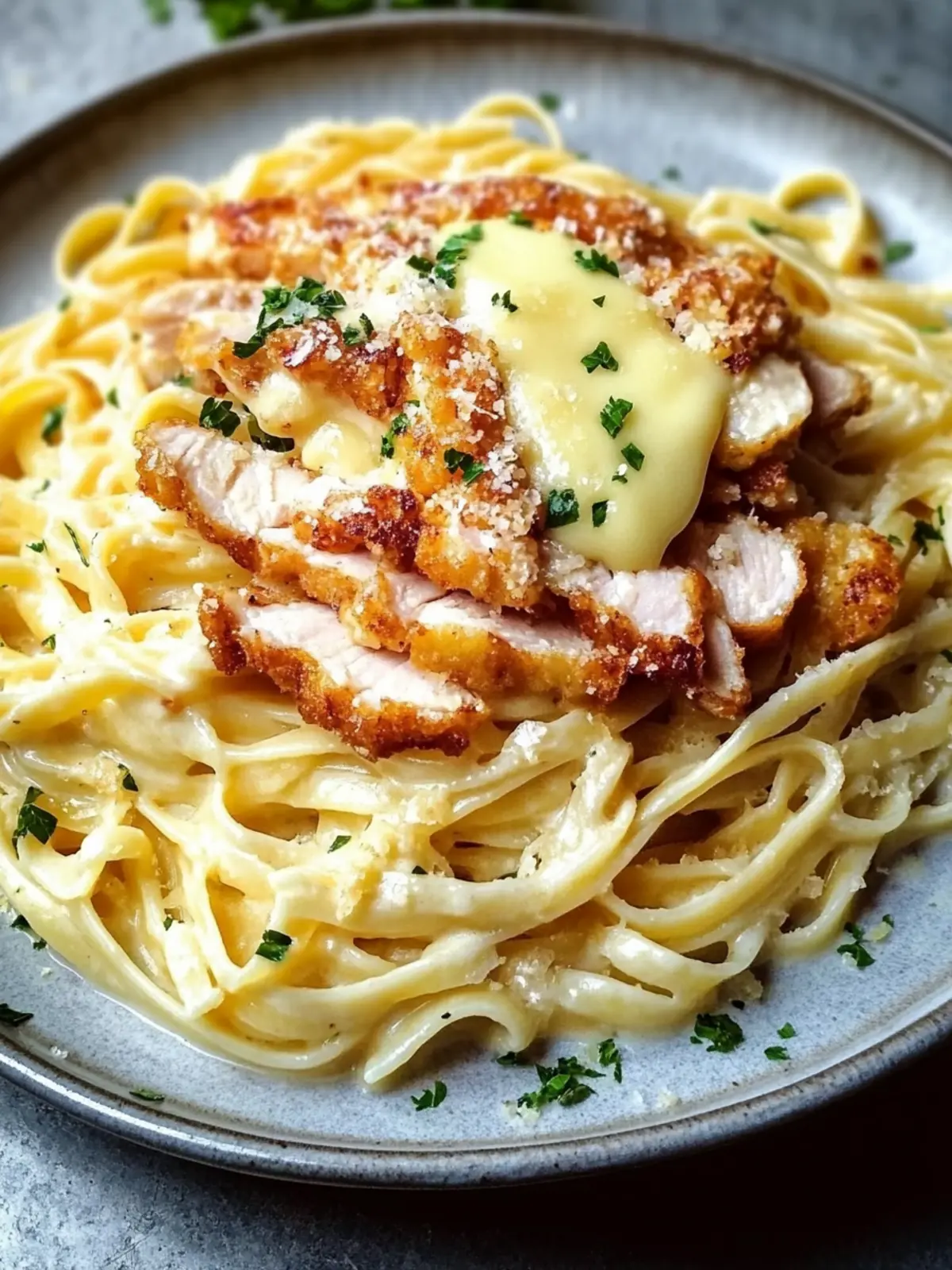 Crispy chicken with creamy pasta made in 20 minutes