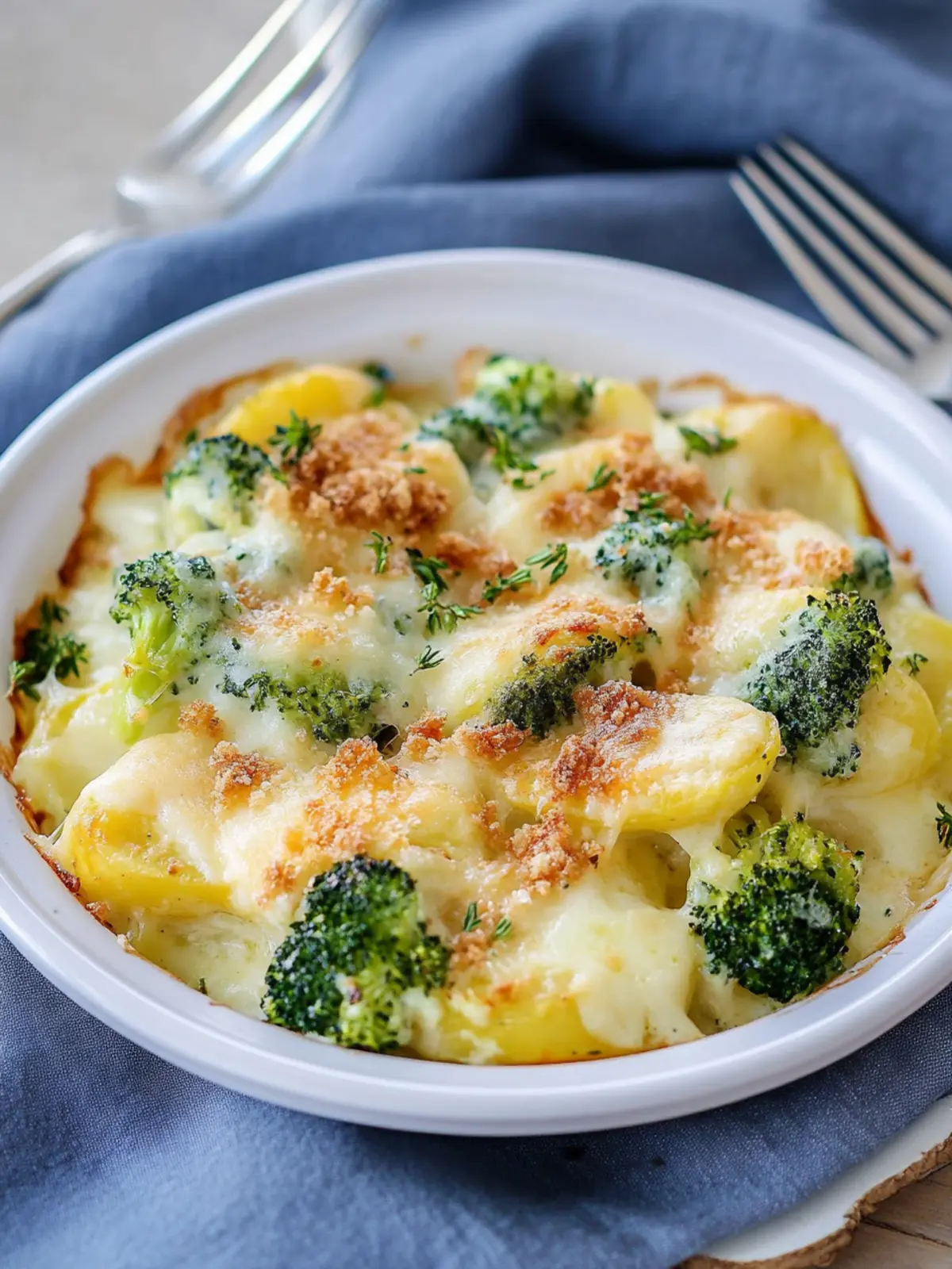 Potato broccoli casserole with béchamel sauce - delicious vegetable gratin
