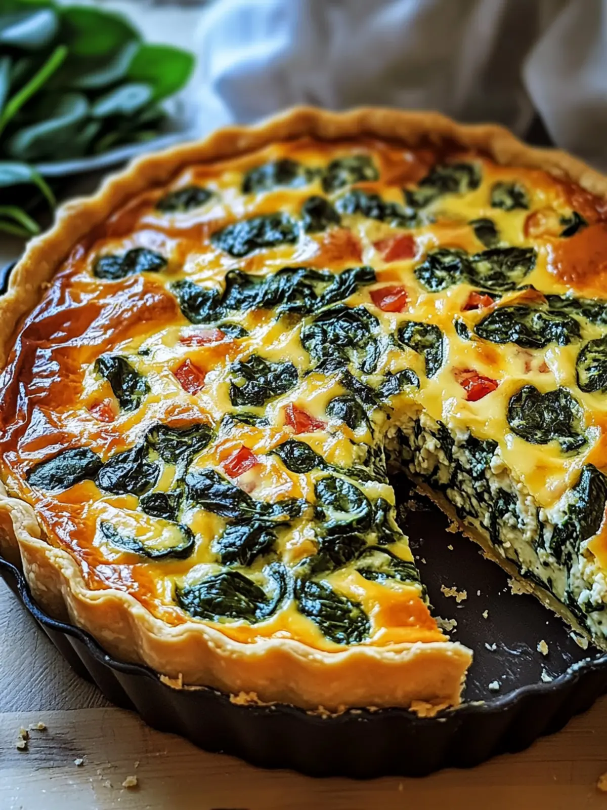 Hüttenkäse Spinat Quiche ohne Boden – Gesund und Lecker