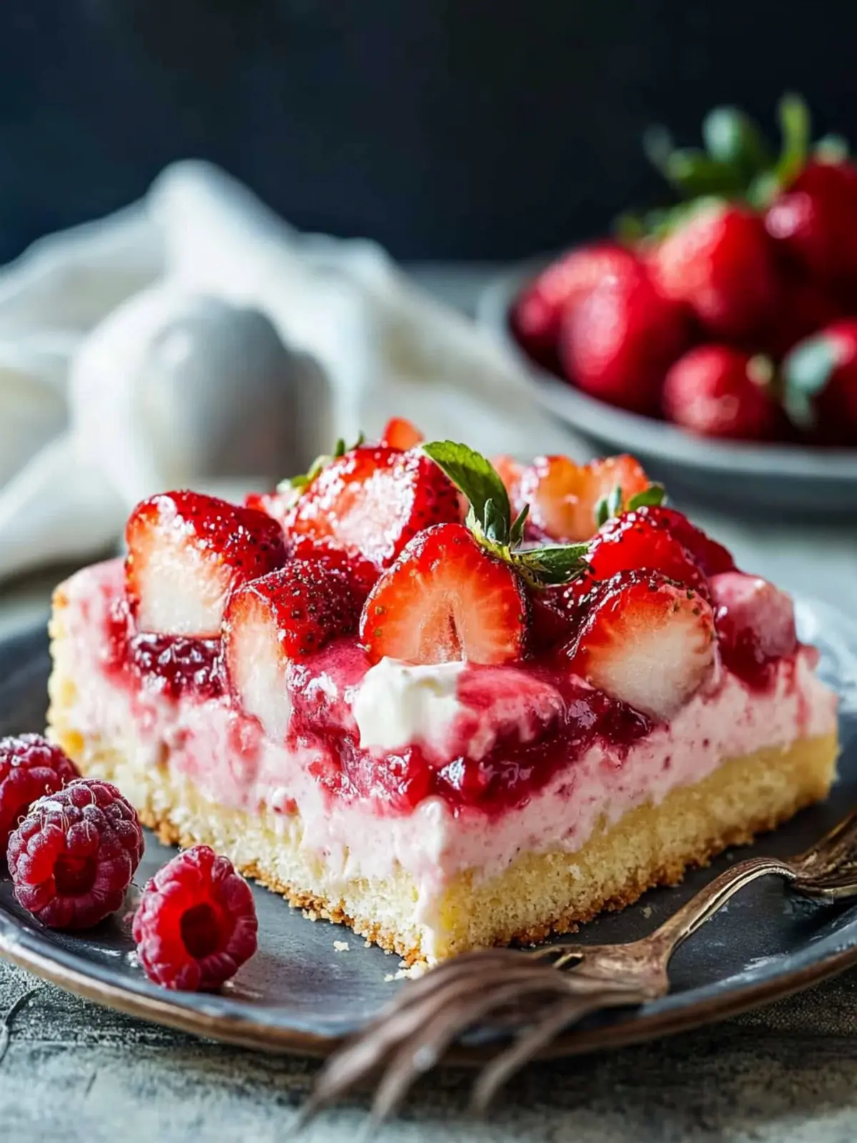 Erdbeer-Pudding-Blechkuchen