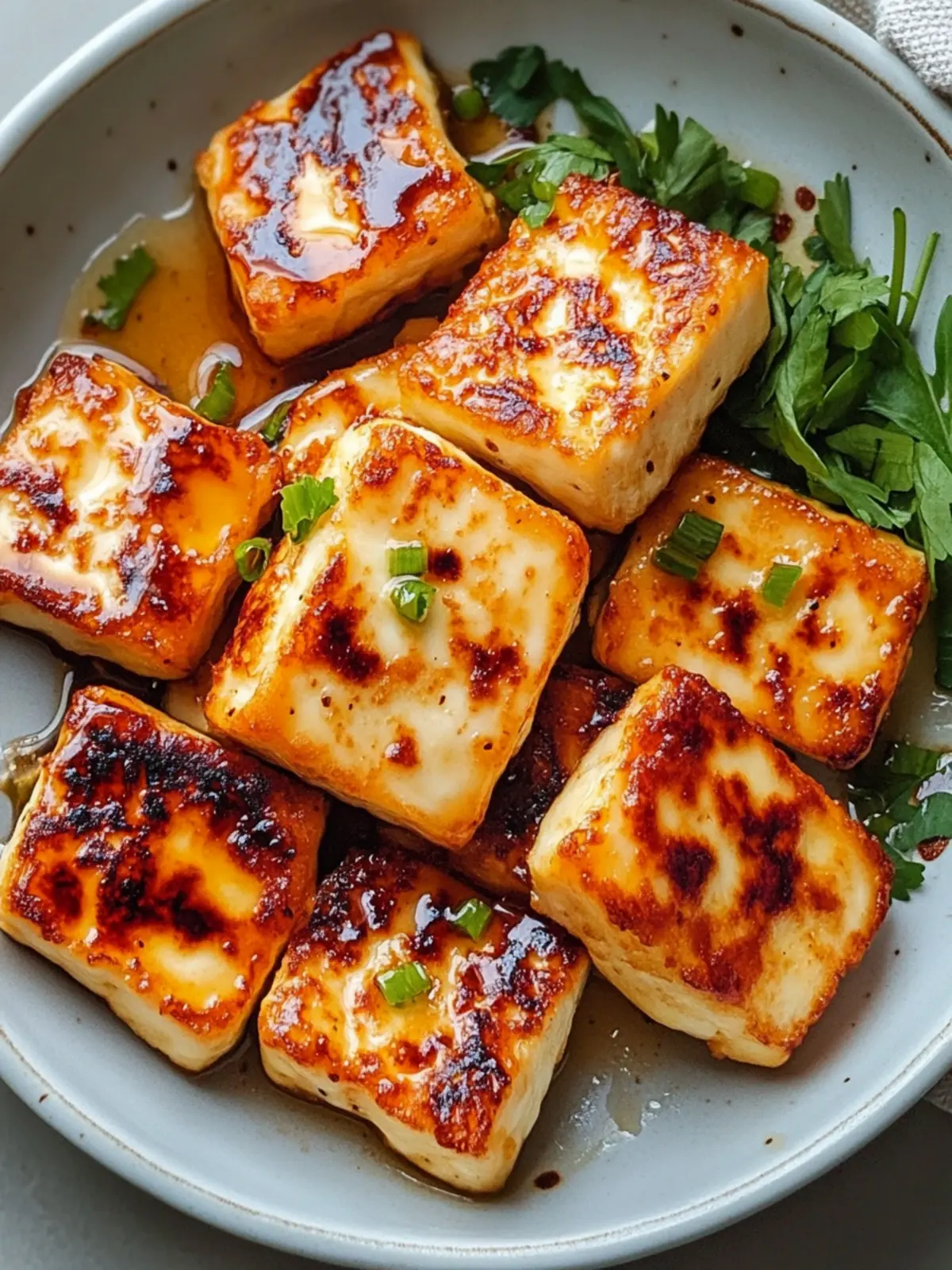 Crispy Luftgebackener Halloumi mit Honigniederschlag