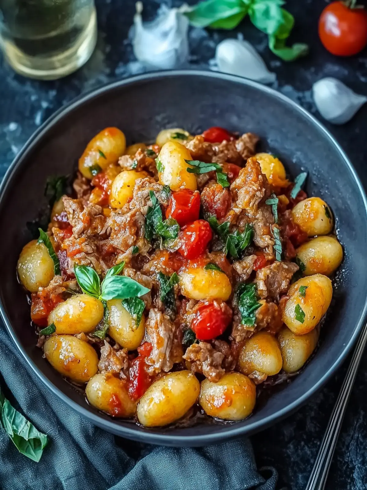Gnocchi pan with ground meat and bell pepper