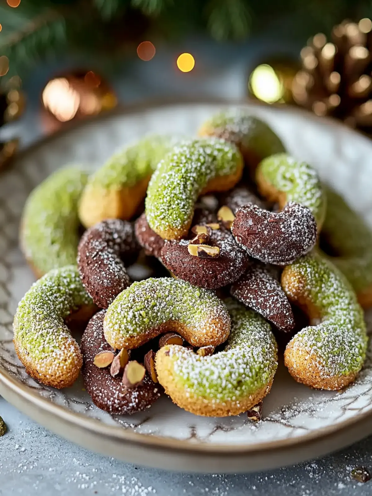 Pistazienkipferl mit Schokolade – Zartes Gebäck für die Weihnachtszeit