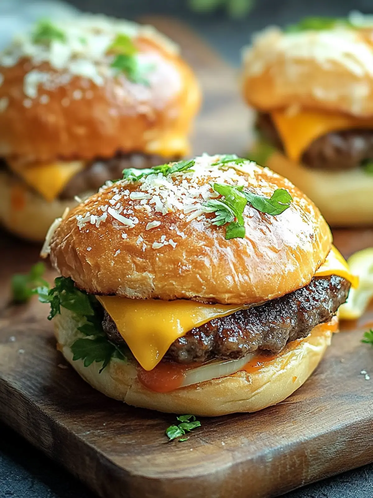 Einfache Knoblauch-Parmesan-Cheeseburger-Bomben – ein schneller Genuss
