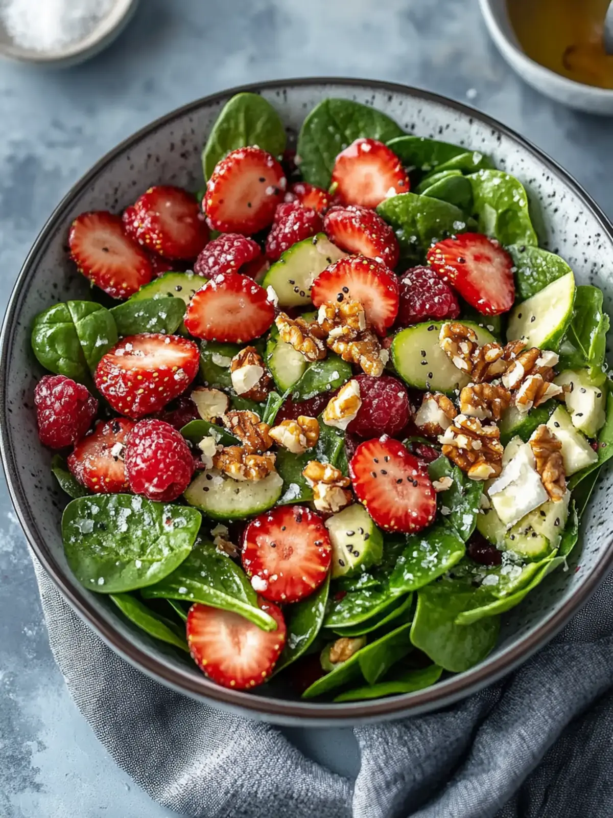 Classical Erdbeer-Spinat-Salat mit Hähnchen