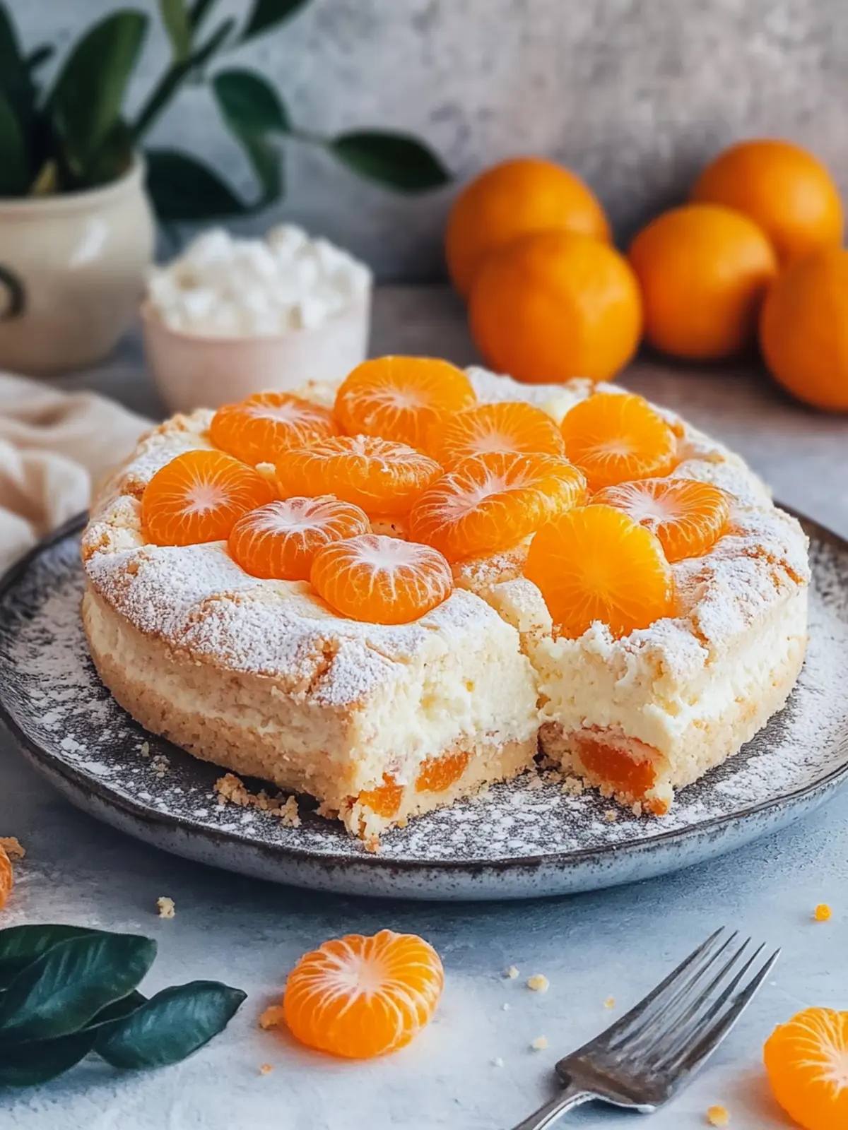 Schmandkuchen mit Mandarinen vom Blech