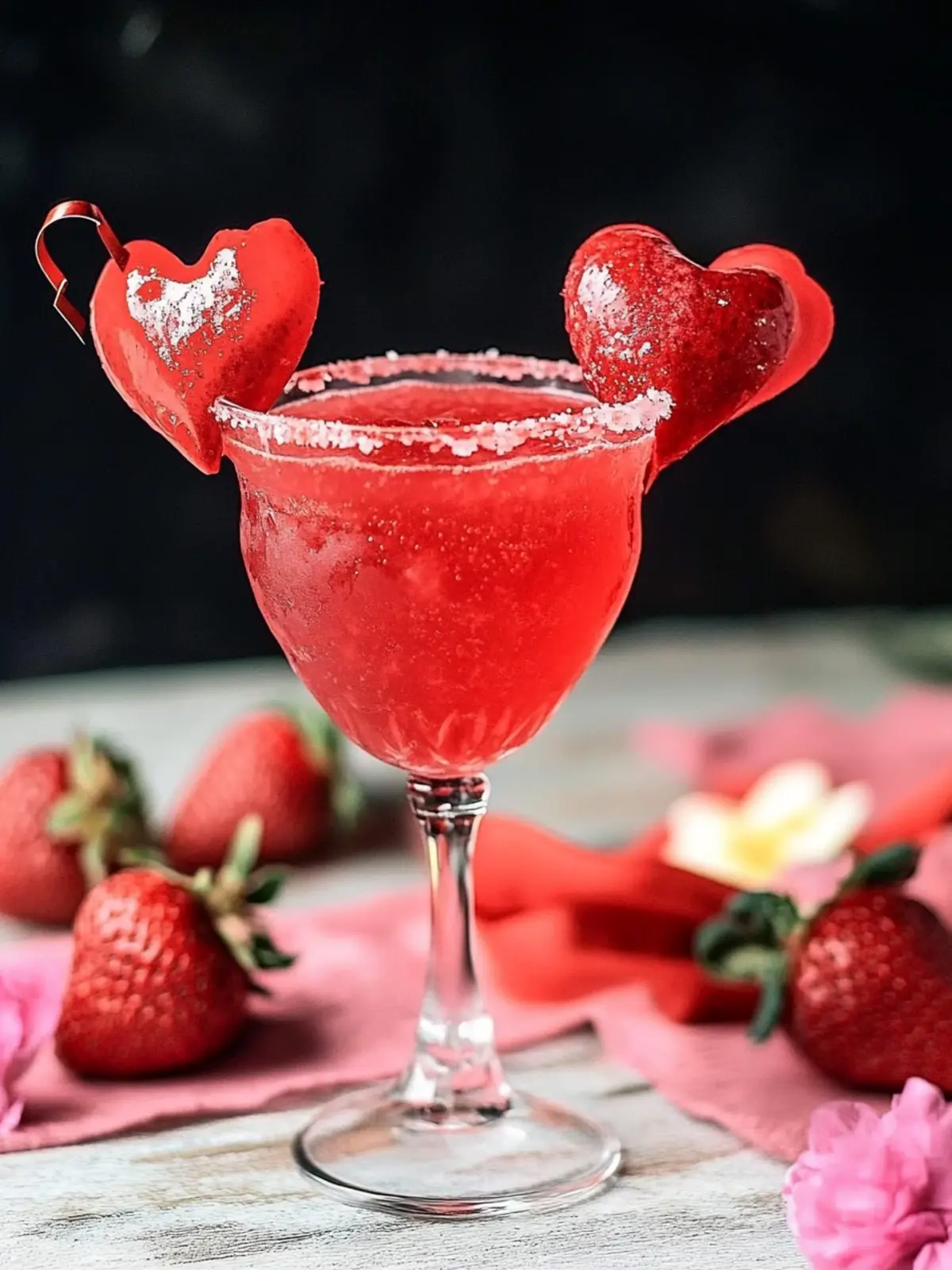 Sparkling Red Satin Kiss | Strawberry Rum Cocktail for Valentine's Day