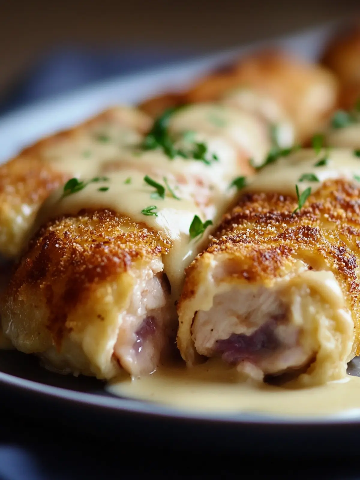 Cremige Hähnchen Cordon Bleu Röllchen