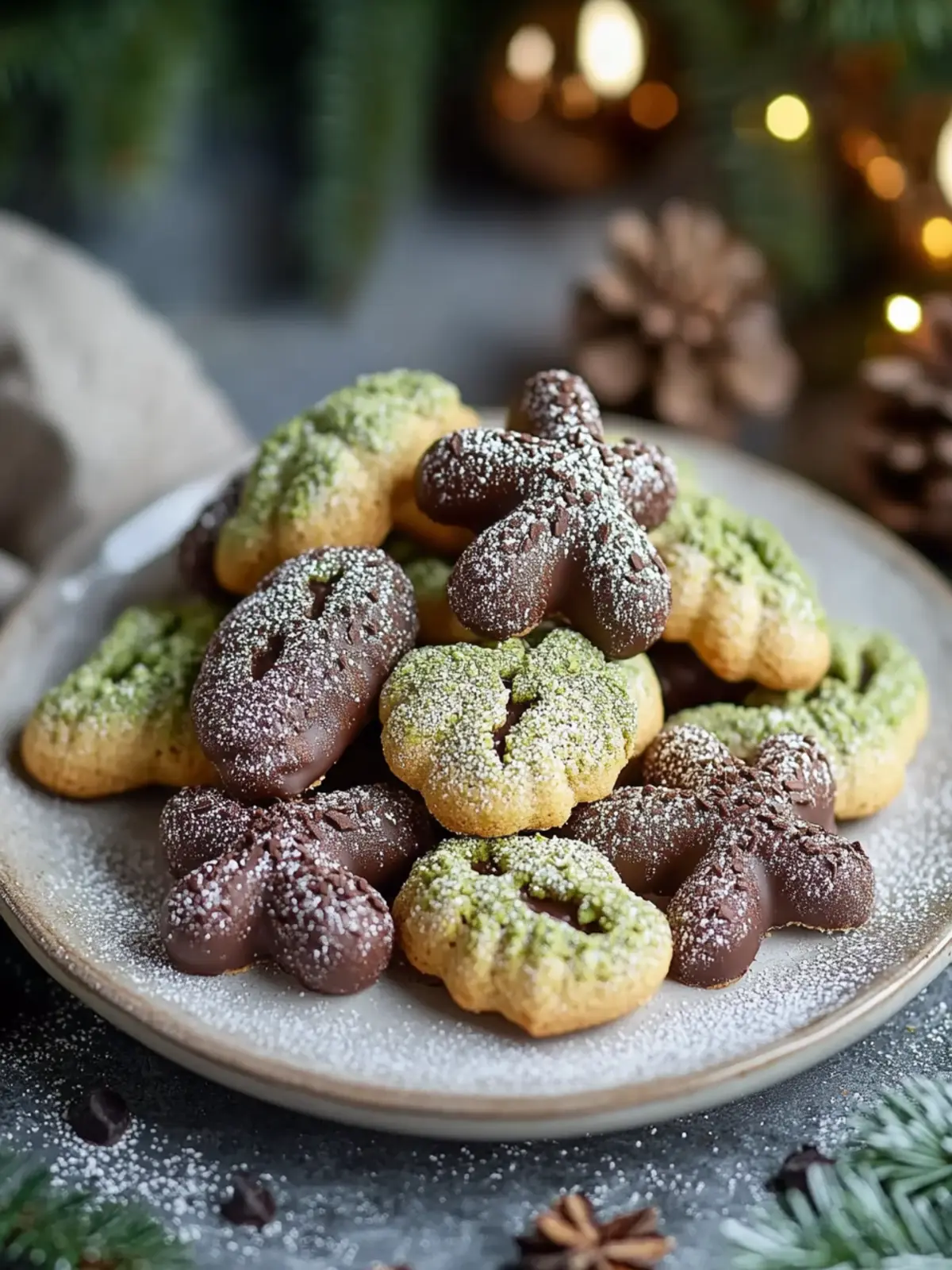 Pistazienkipferl mit Schokolade – Zartes Gebäck für die Weihnachtszeit