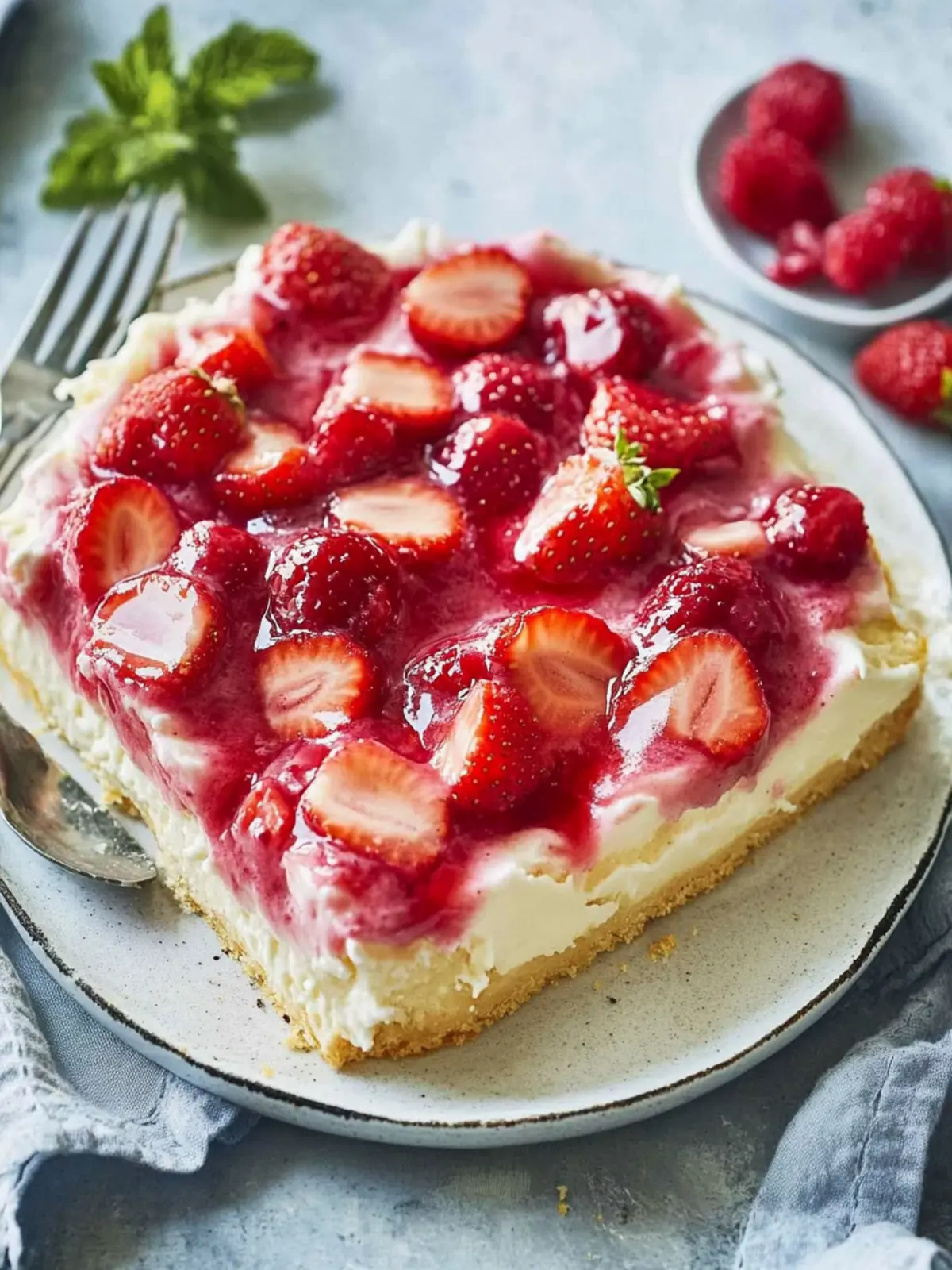 Erdbeer-Pudding-Blechkuchen