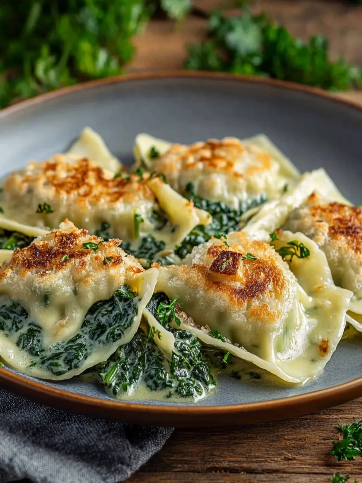 Creamy spinach dumplings with crispy onions: Your recipe for perfection