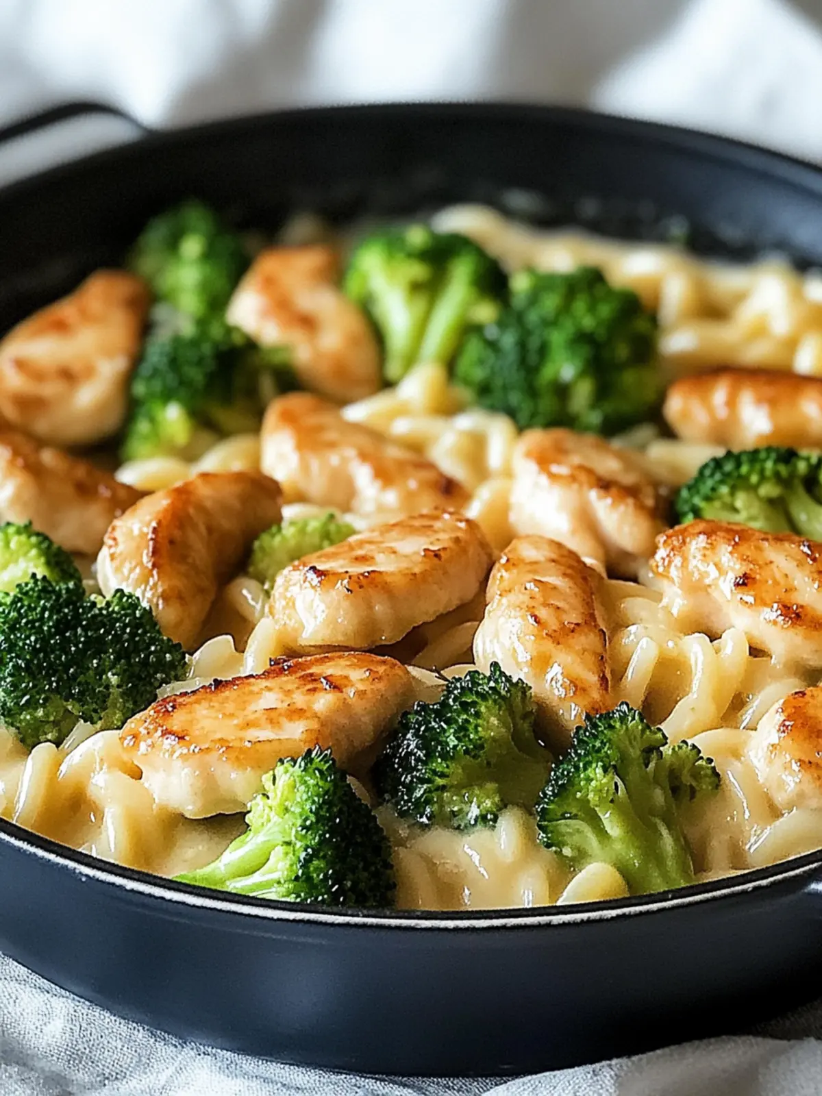 Hühnchen und Brokkoli in einer cremigen Pfanne