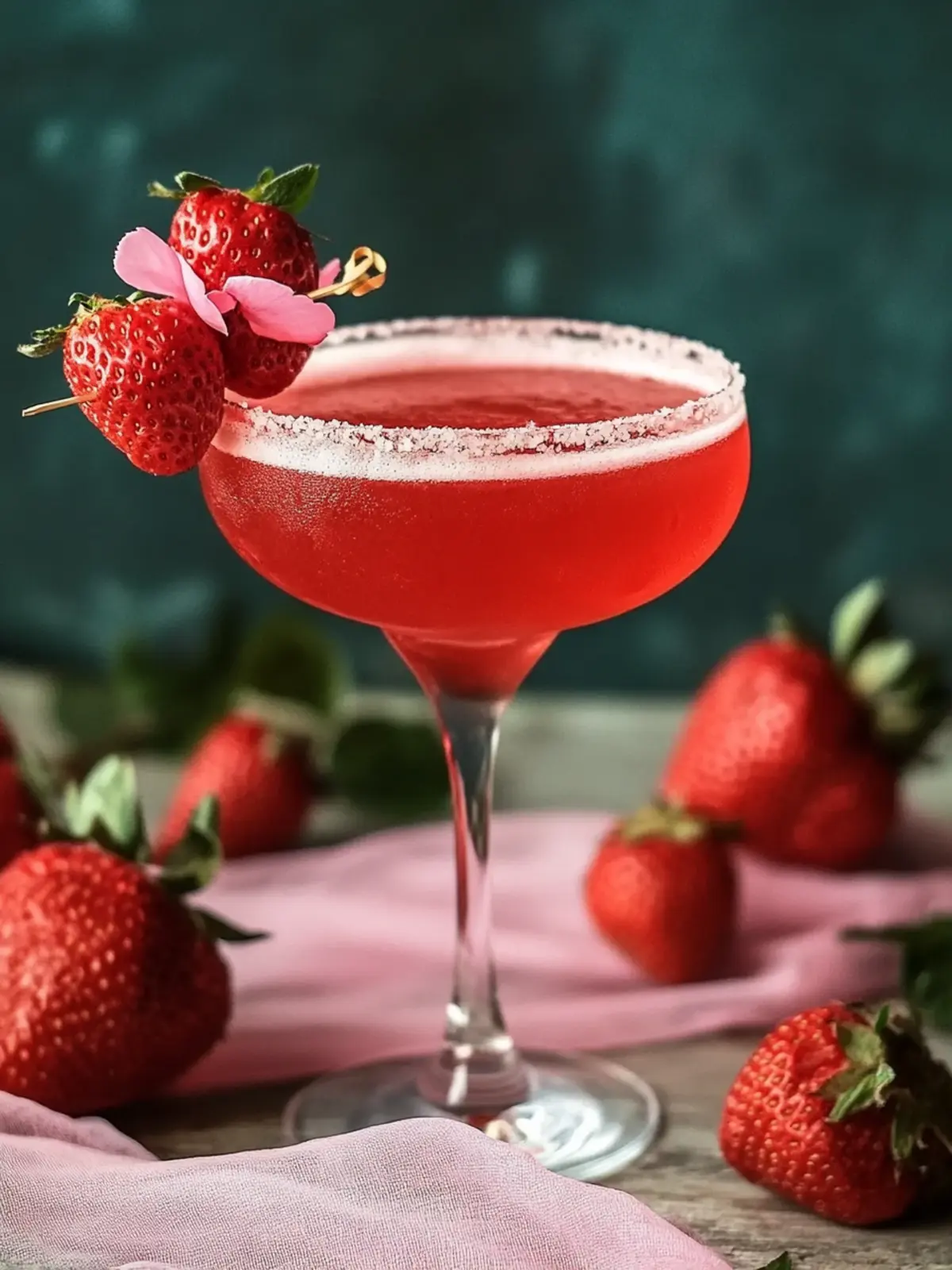 Sparkling Red Satin Kiss | Strawberry Rum Cocktail for Valentine's Day