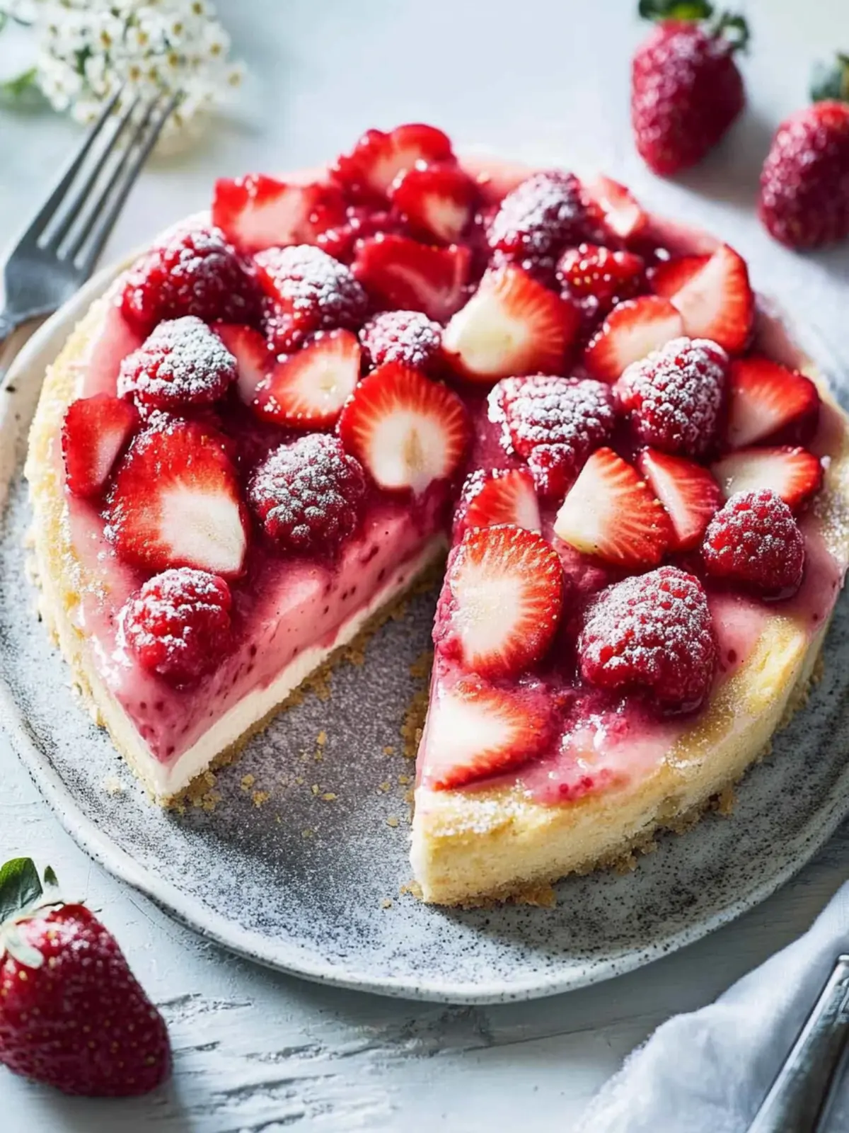 Erdbeer-Pudding-Blechkuchen