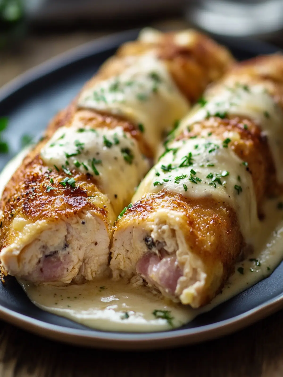 Cremige Hähnchen Cordon Bleu Röllchen