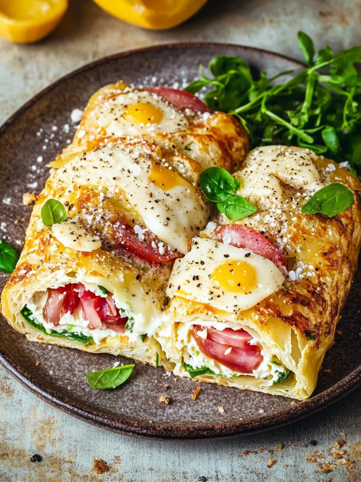 Puff pastry with ham and cheese