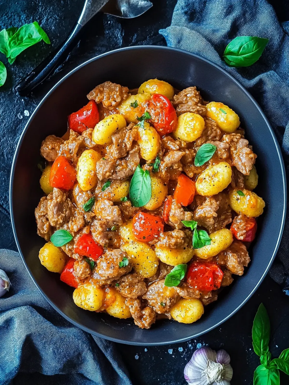 Gnocchi Pan mit Hackfleisch und Paprika (schnelles Rezept)