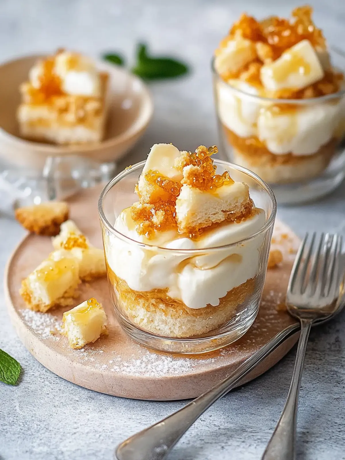 Dessert mit Bienenstich – mit Löffelbiskuits