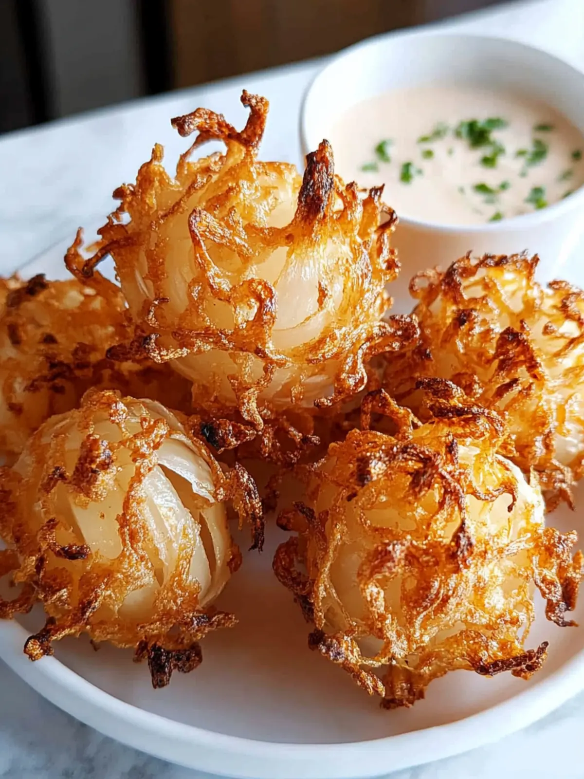 Gesunde Mini-Luftfritteuse blühende Zwiebeln