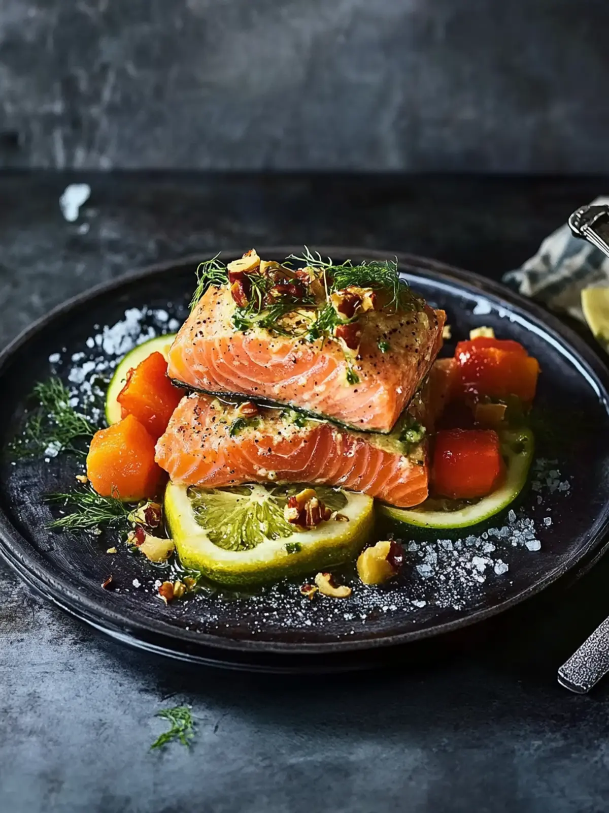 Zitronenlachs mit Grillmelone