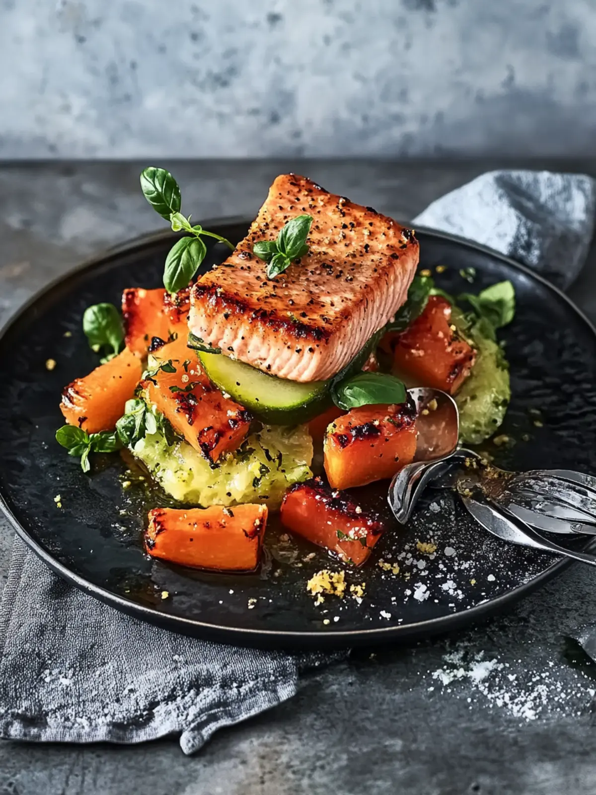 Zitronenlachs mit Grillmelone