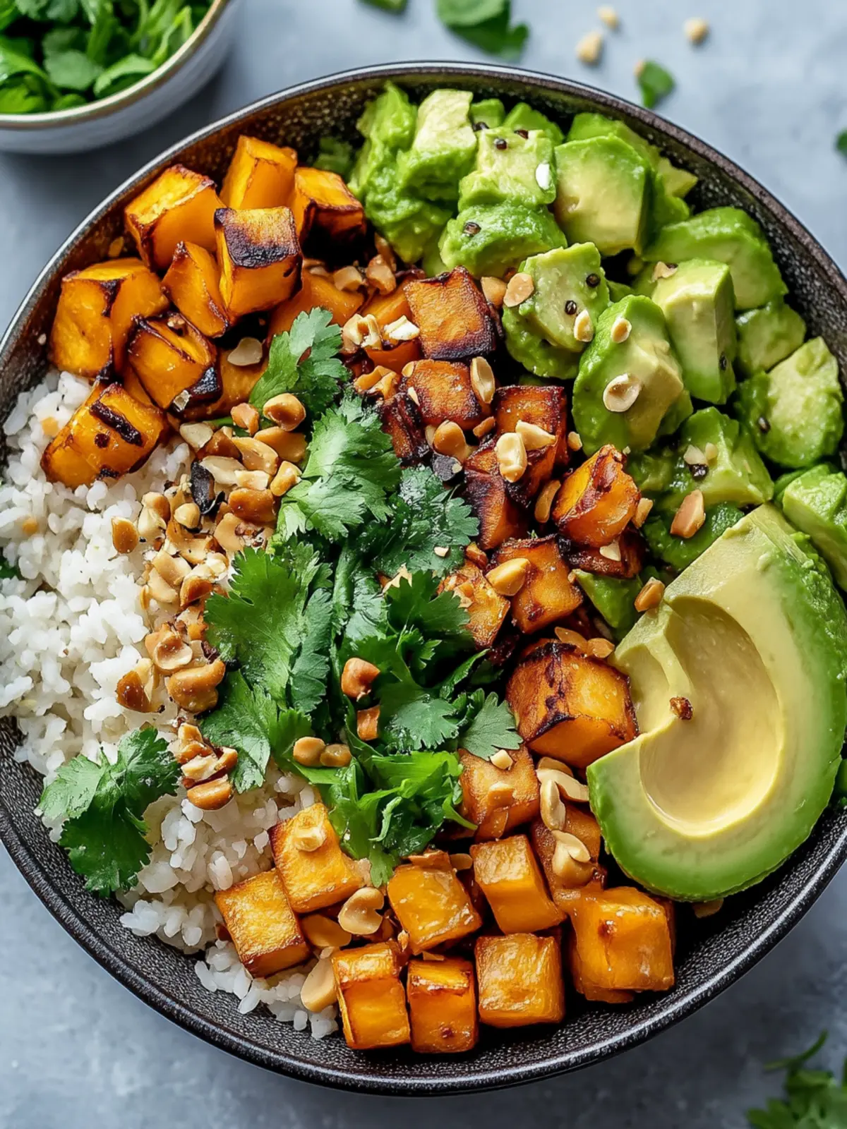 Köstliche Thai Erdnuss Süßkartoffel Buddha Schüssel Rezept