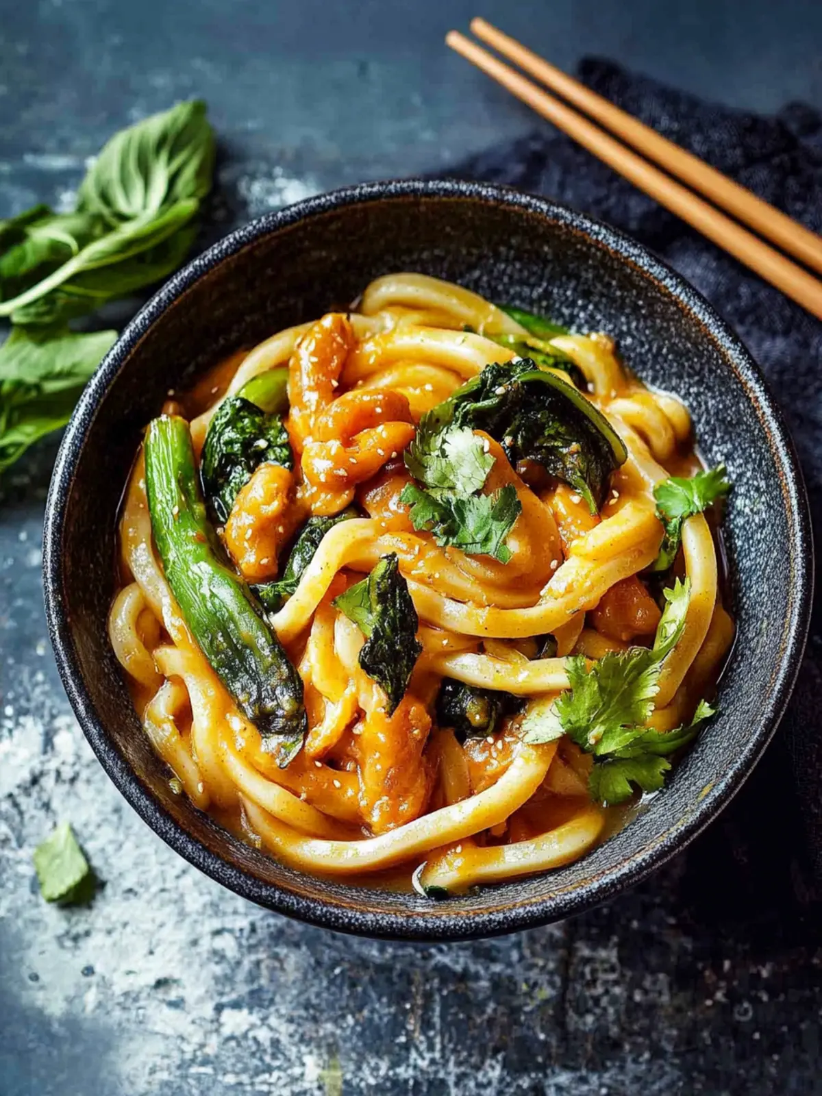 Udon-Nudeln mit Curry-Gemüse