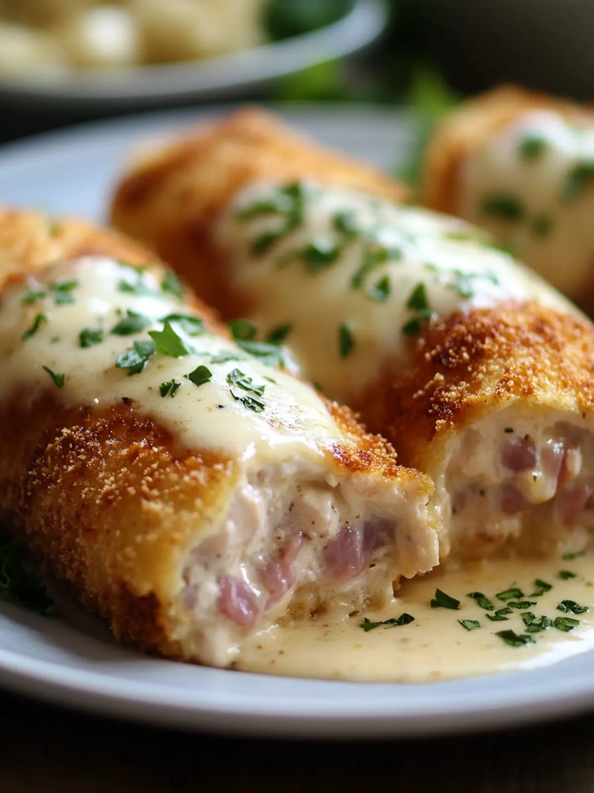 Cremige Hähnchen Cordon Bleu Röllchen