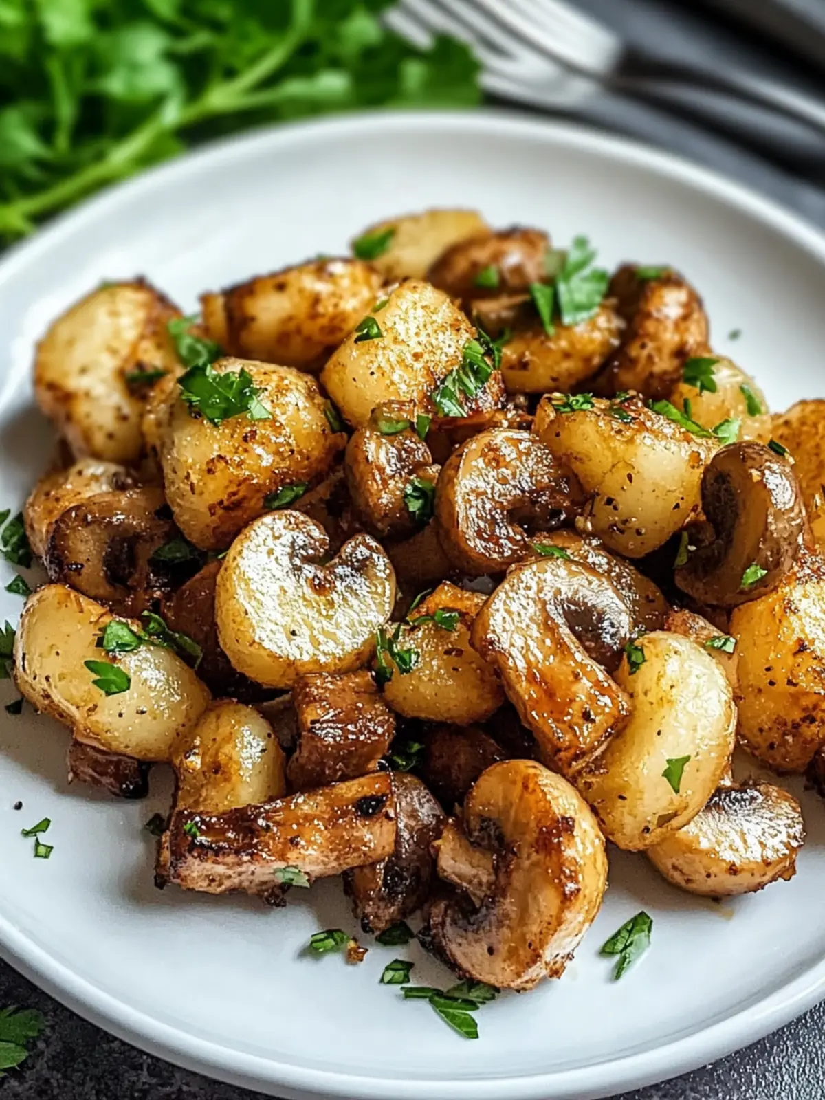 Crispy Air Fryer Pilze mit Knoblauch und Kräutern