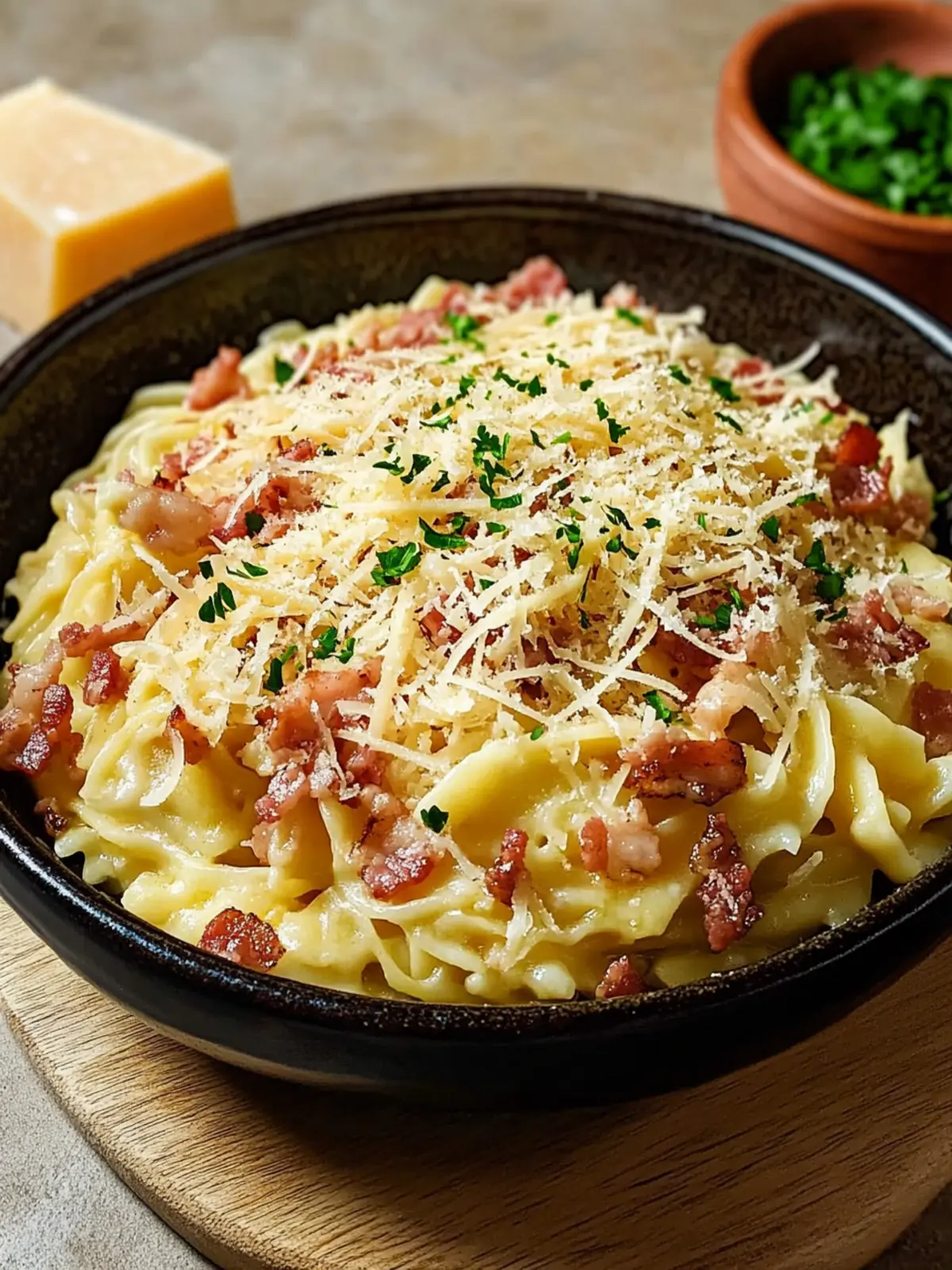 Spätzle mit Speck und geriebenem Käse. Ein exquisit Rezept.