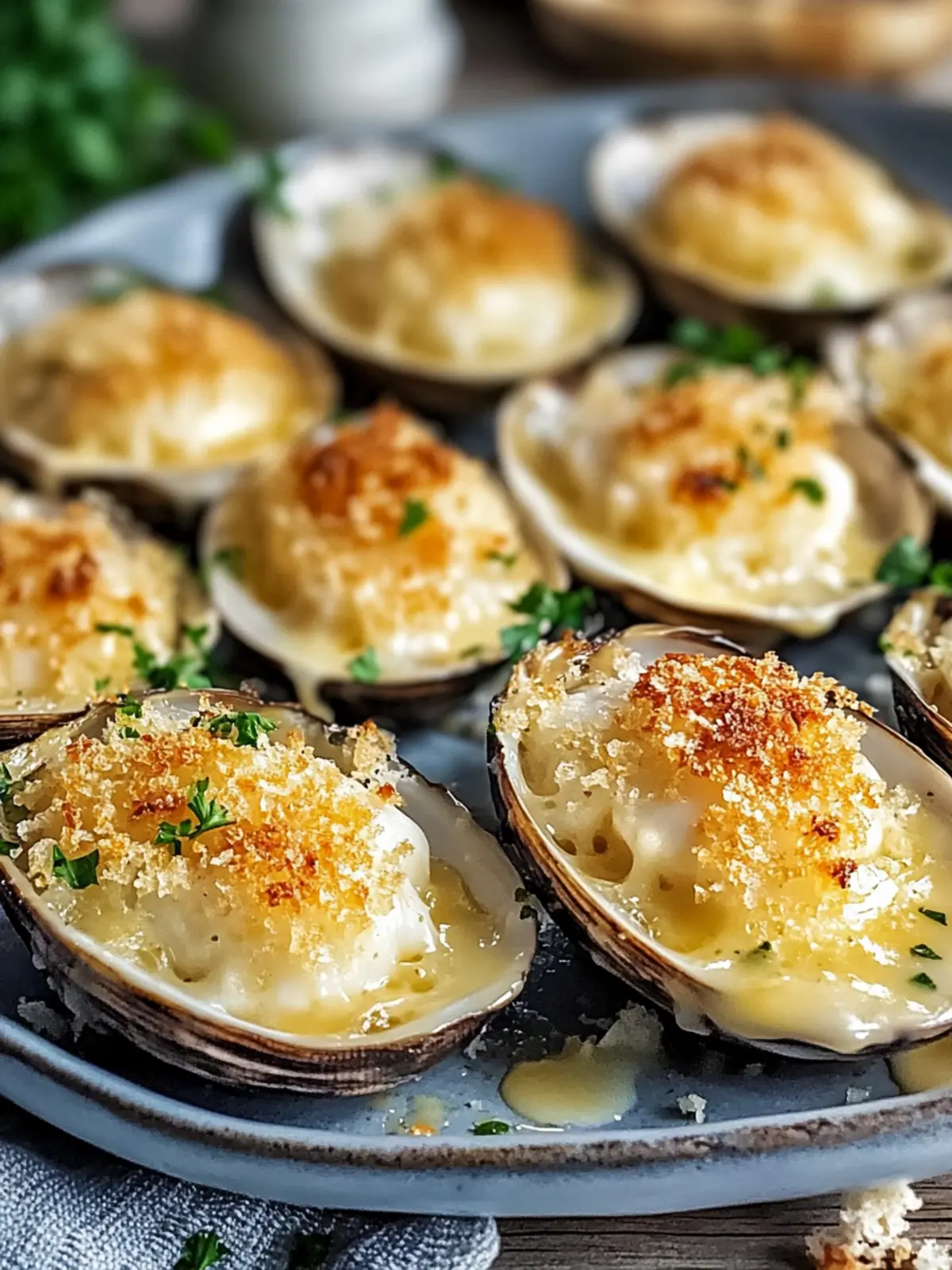 Gefüllte gebackene Muscheln mit Käse-Genuss