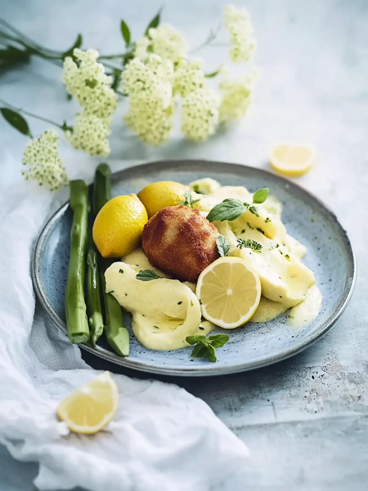 Lemon-Basil Sauce with Chicken Breast and Asparagus
