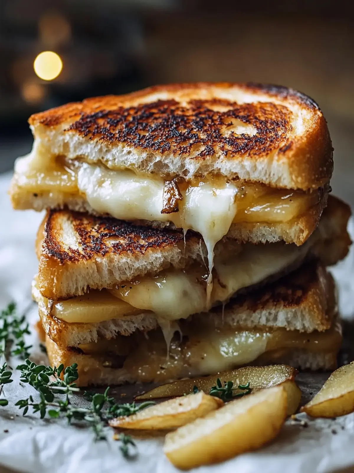 Sweet-salty: Pear-Apple Grilled Cheese with caramelized onions