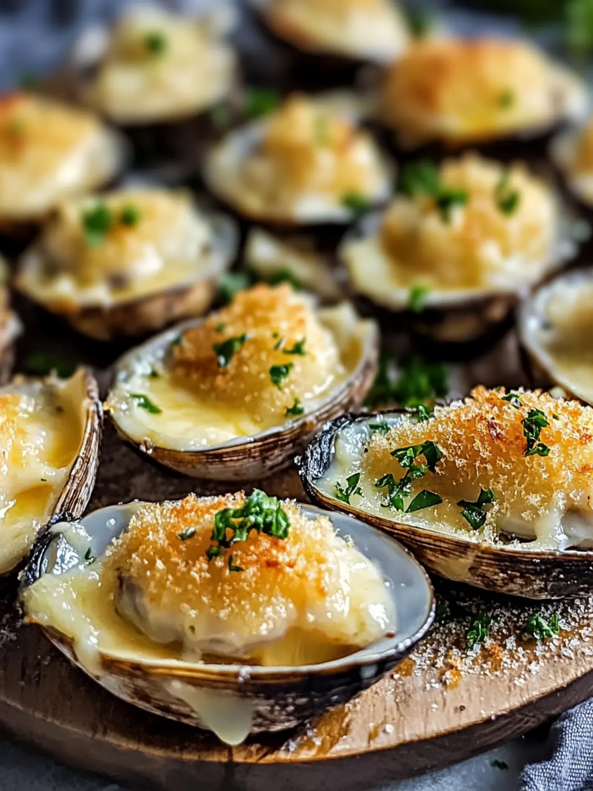 Gefüllte gebackene Muscheln mit Käse-Genuss