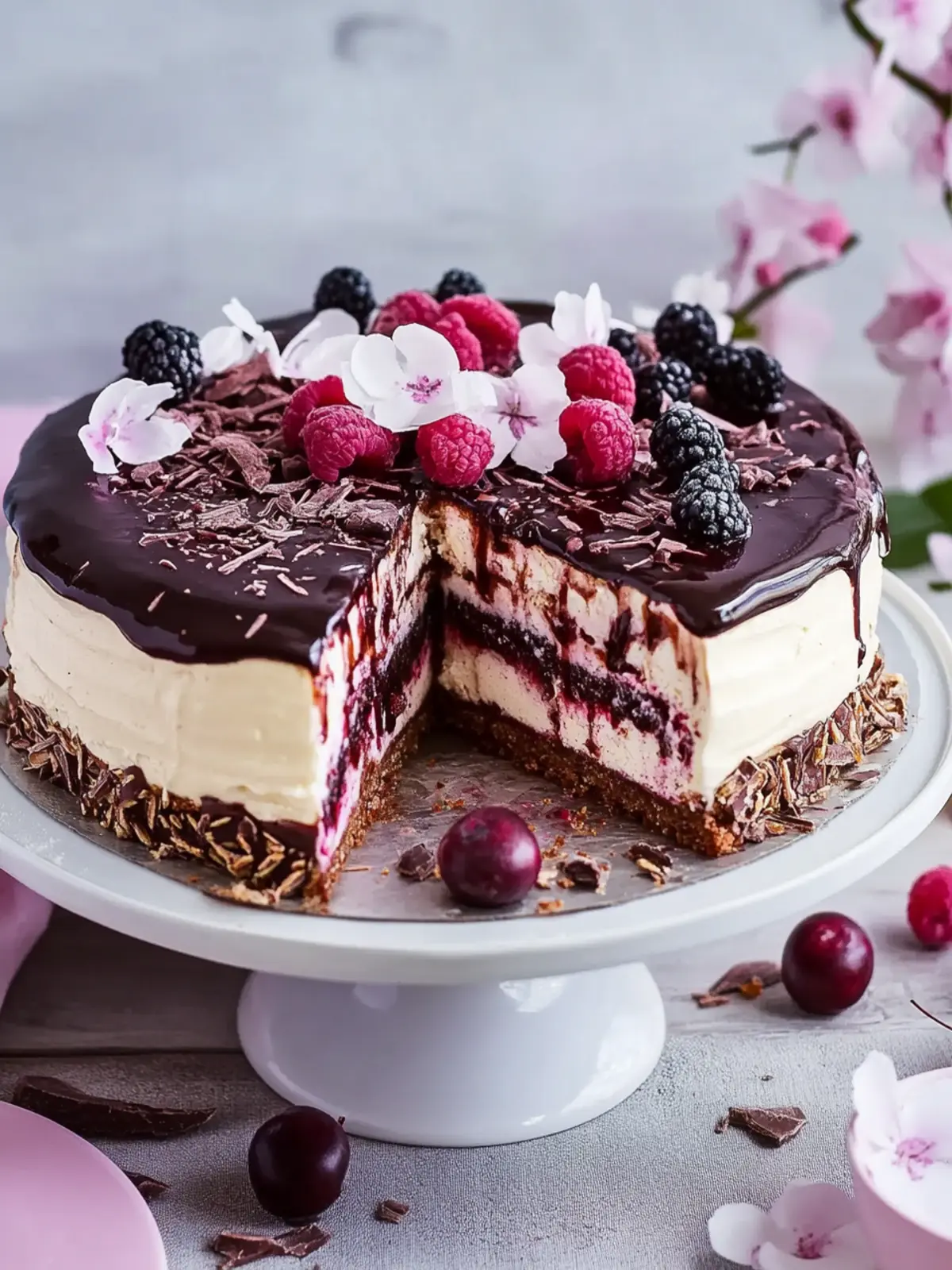 Ostertorte mit Kirschen und Schokolade