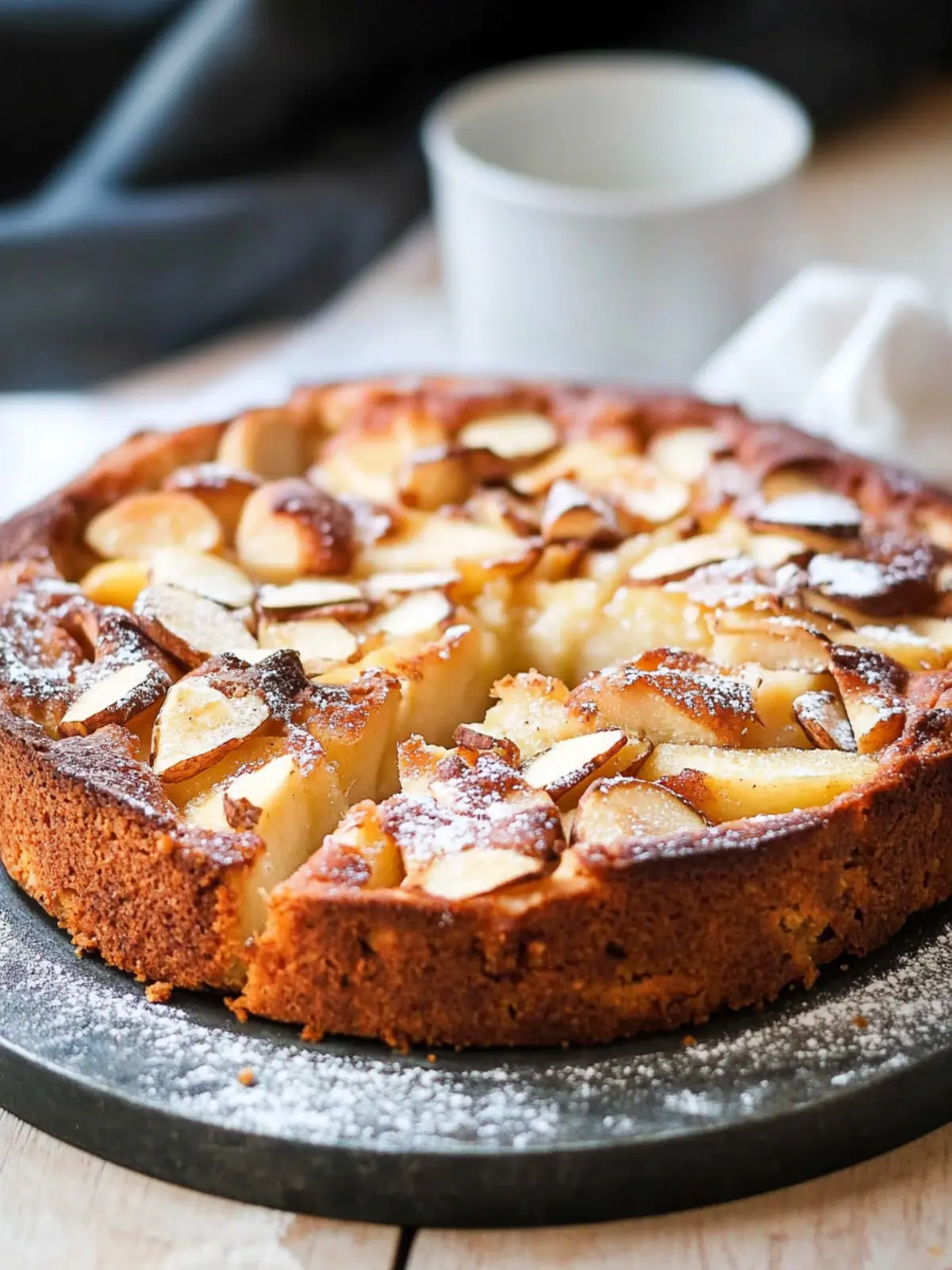 Juicy apple cake recipe with almonds