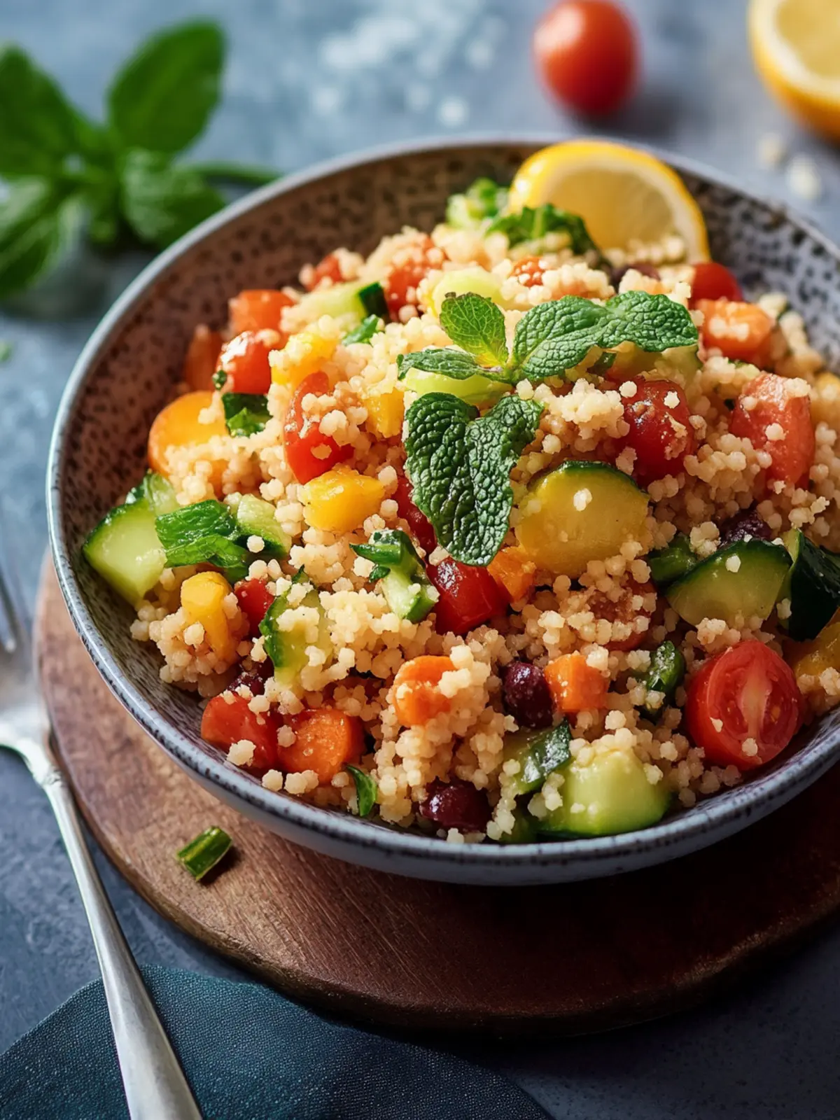 Couscous-Salat mit buntem Gemüse