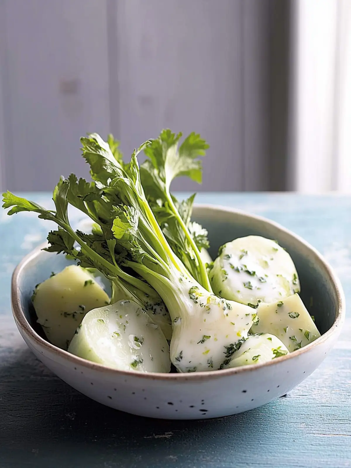 Kohlrabi mit Crème fraîche und Kerbel